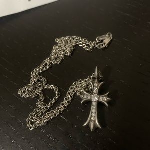 Chrome hearts cross diamond pendant and necklace